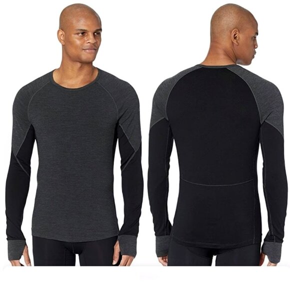 Icebreaker Men’s 260 Zone Merino Base Layer Long Sleeve Crewneck Gray Black XL - Picture 1 of 12